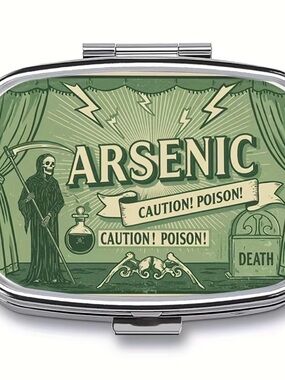⭐️Arsenic Vintage Inspired Poison Label Metal Trinket Pill Box New